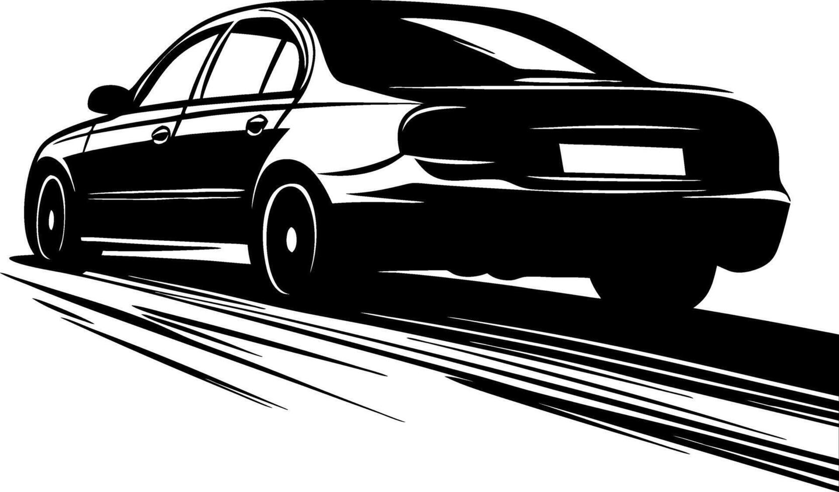 Silhouette of a Modern Sedan Car in Motion for Art and Design Use vector