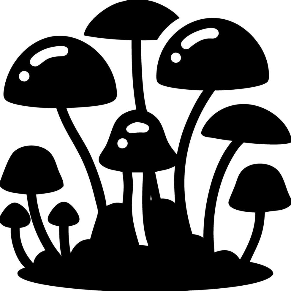 Silhouette Mushrooms Forest Fungus Illustration Perfect for Coloring Books and Tattoos vector