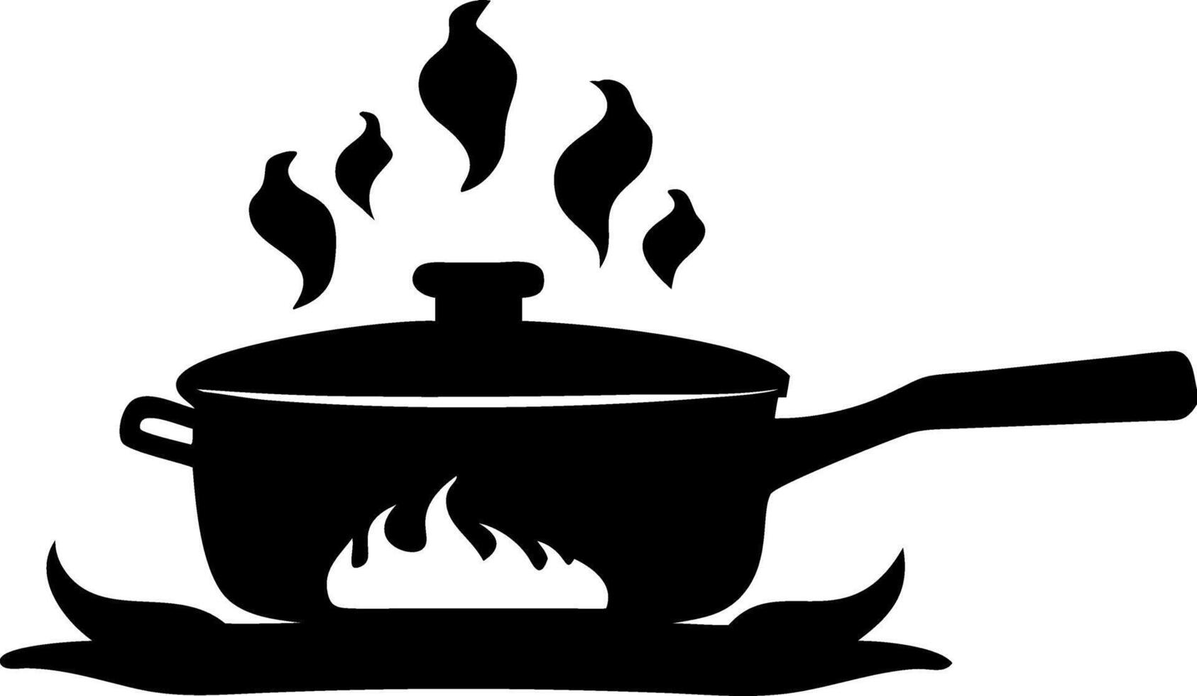 Silhouette of Cooking Pan with Steam Perfect for Kitchen Decor and Recipe Designs vector