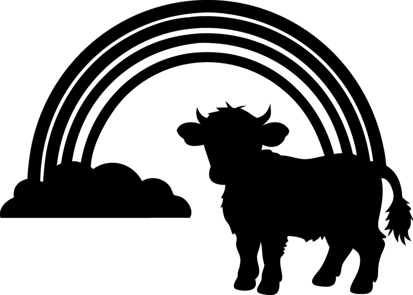 Silhouette of Cow and Rainbow for Childrens Art Projects and Wallpapers vector