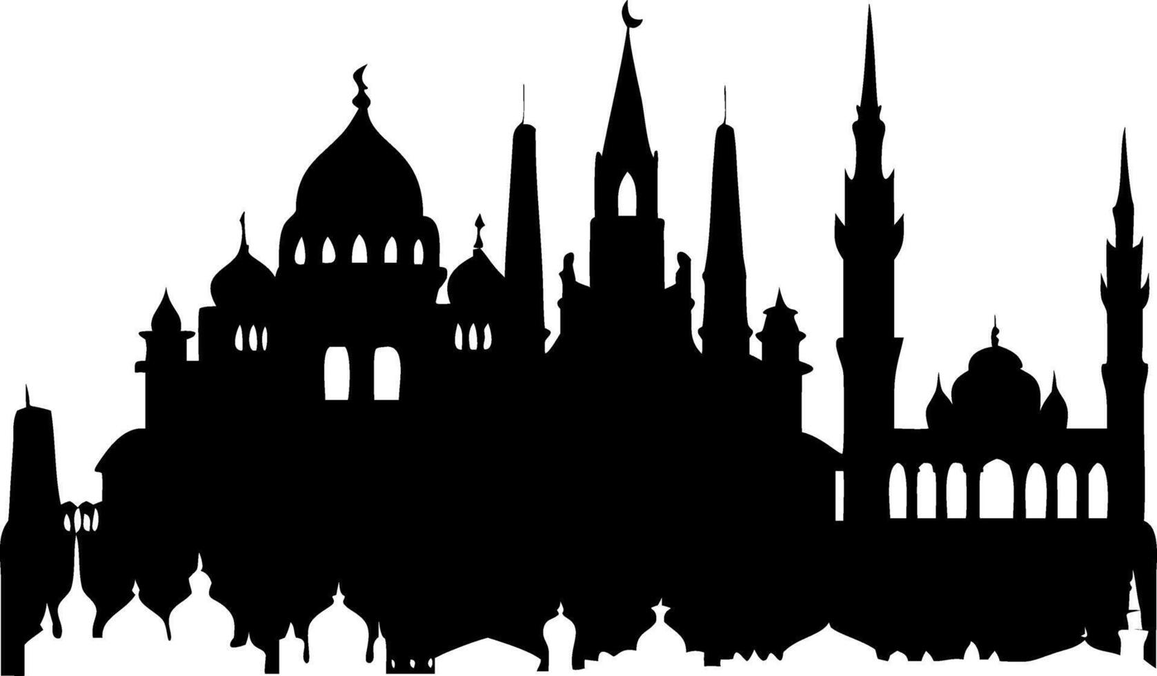 Silhouette of Mosque Skyline Islamic Architecture Design for Decoration vector