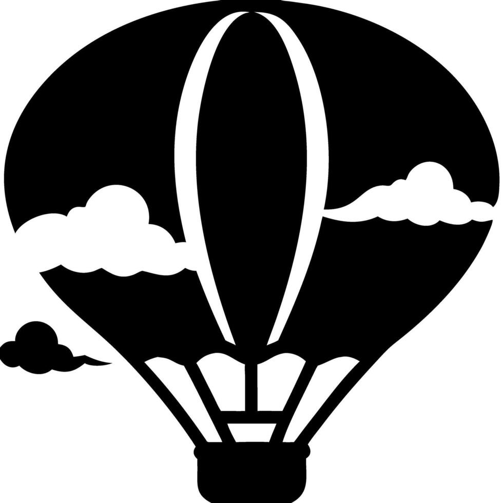 Silhouette of Hot Air Balloon with Clouds for Design and Decoration vector