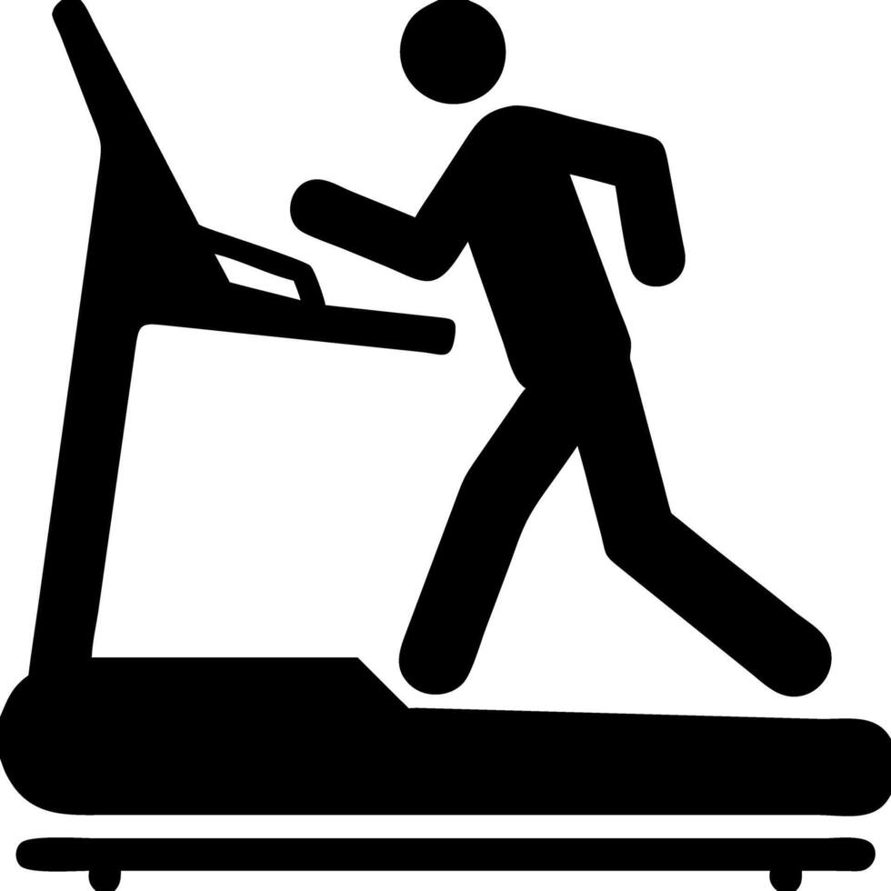 Silhouette of Person Running on Treadmill for Fitness and Health Designs vector
