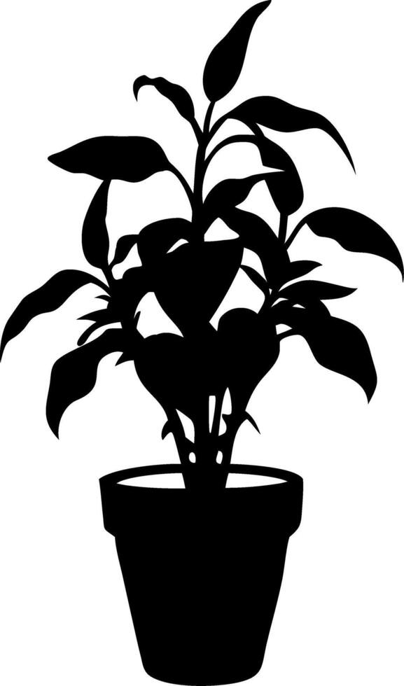Silhouette of Potted Plant for Design and Art Projects vector