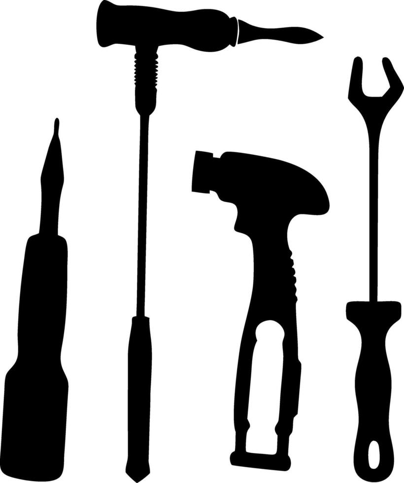 Silhouette Set of Hand Tools for DIY and Repair Illustration vector