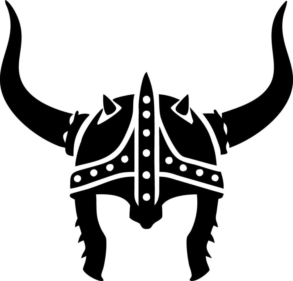 Viking Horned Helmet Silhouette for Tattoo Design and Medieval Art vector