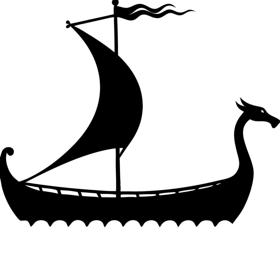 Viking Longship Silhouette Illustration for Design and Decor Projects vector