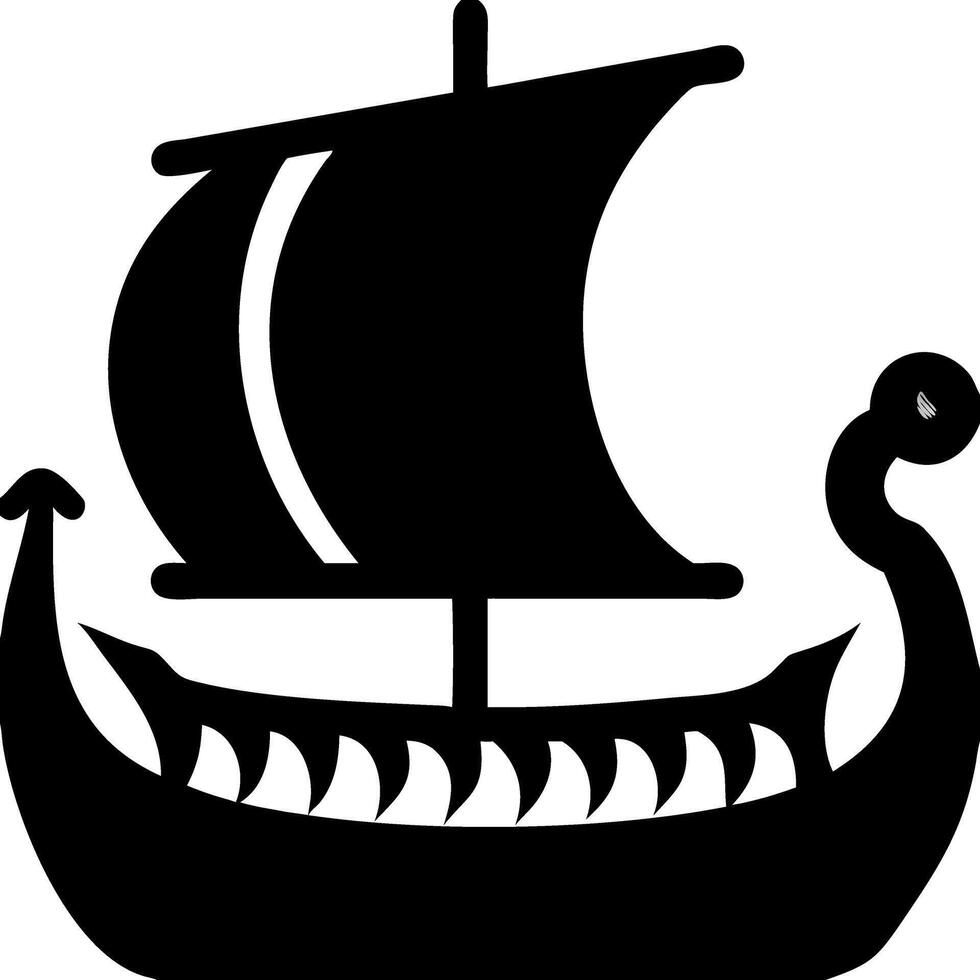 Viking Longship Silhouette Illustration for Nautical Designs and Tattoos vector