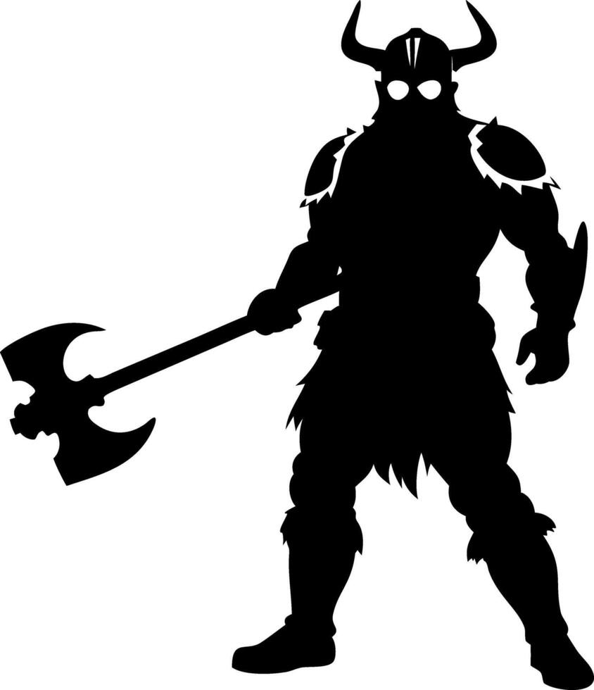 Viking Warrior Silhouette with Battle Axe for Illustration and Design vector