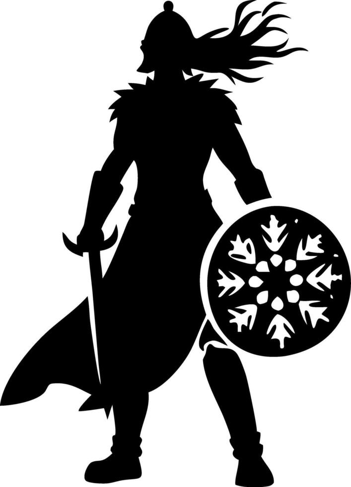 Viking Warrior Silhouette for Mythical Art and Design Projects vector
