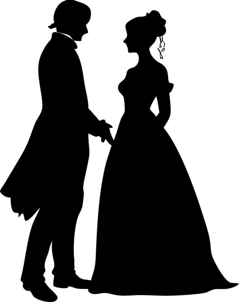 Vintage Couple Silhouette Romantic Dance for Wedding Invitations and Crafts vector