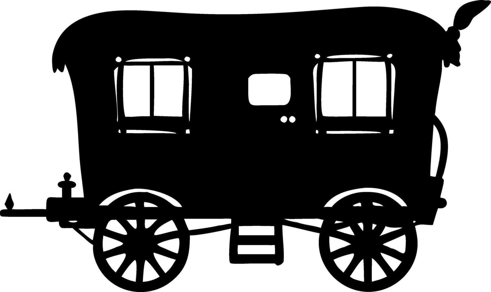 Vintage Gypsy Wagon Silhouette Art for Design and Decoration Projects vector