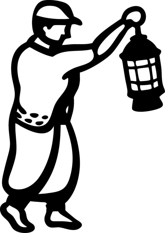 Vintage Lantern Carrier Silhouette Illustration for Crafting Projects vector