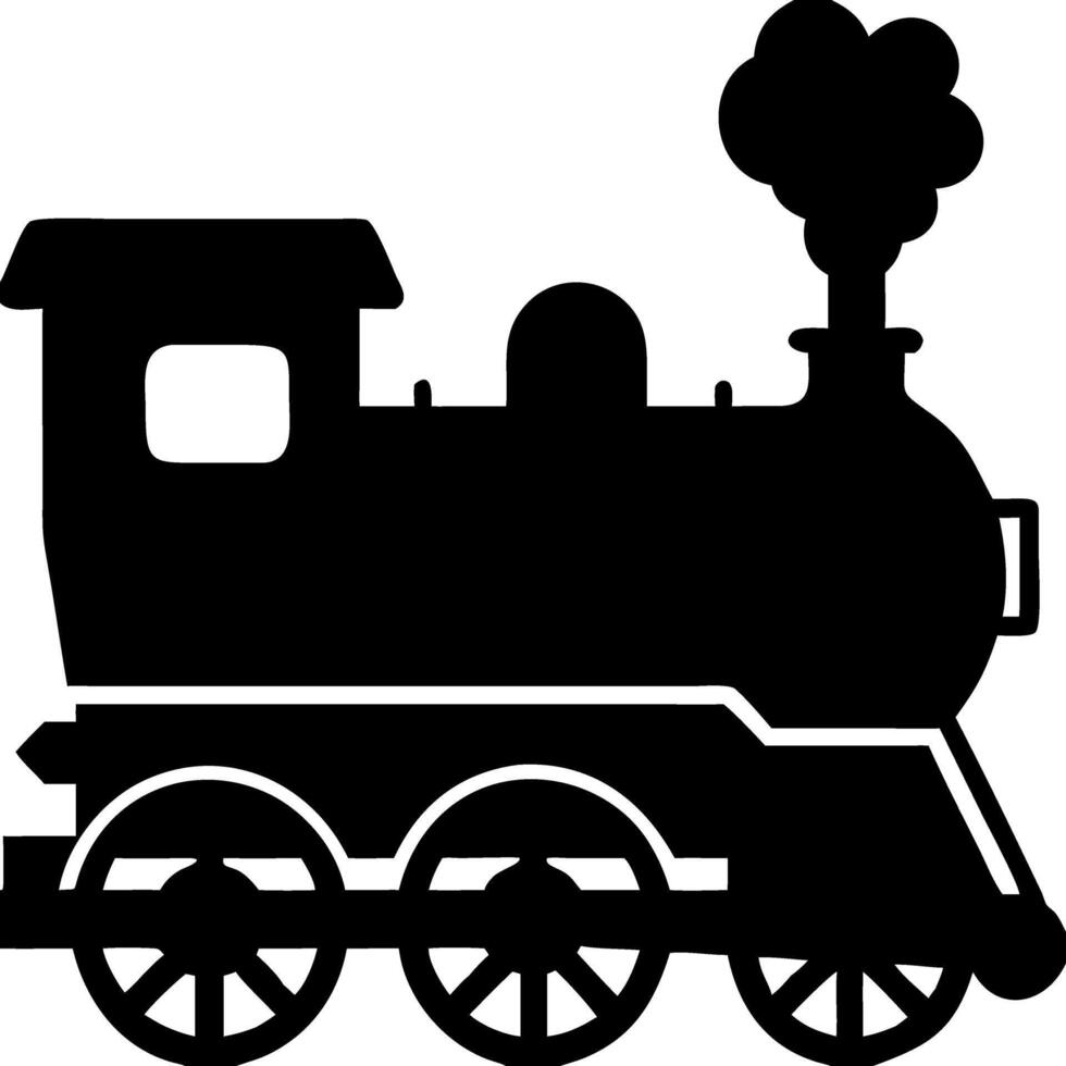 Vintage Steam Locomotive Black Silhouette for Art and Design Projects vector
