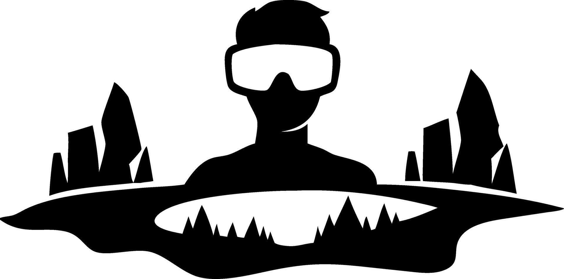 Virtual Reality Adventure Silhouette Landscape for Design Projects vector