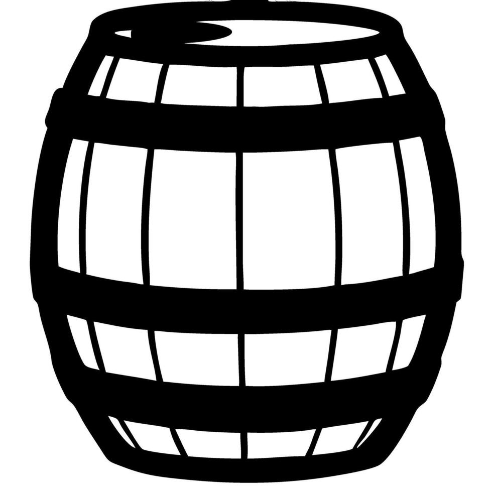 Vintage Wooden Barrel Silhouette for Crafting and Decor Projects vector