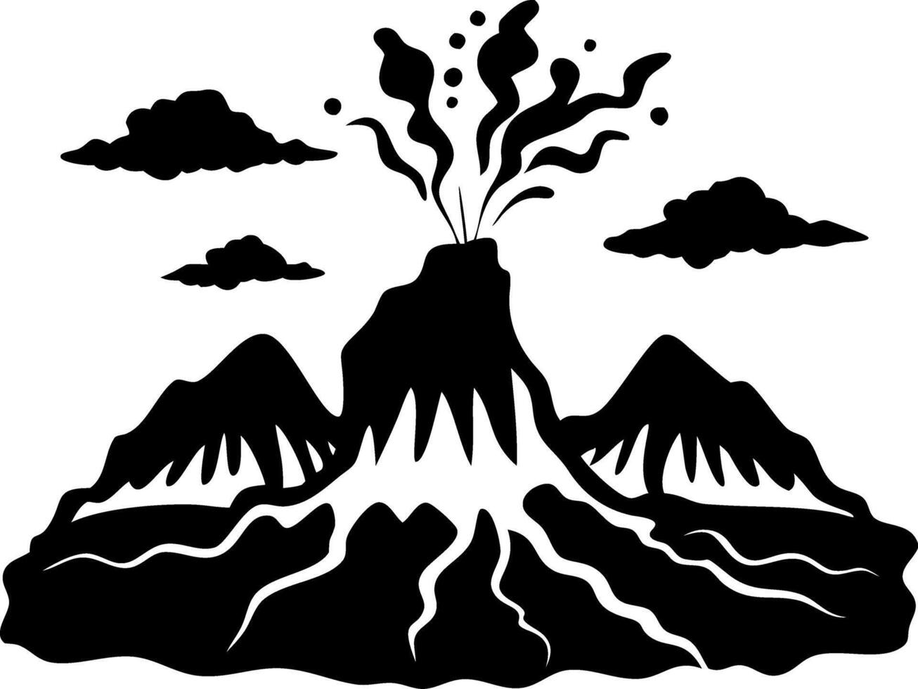 Volcanic Eruption Silhouette for Tattoos and Graphic Design vector