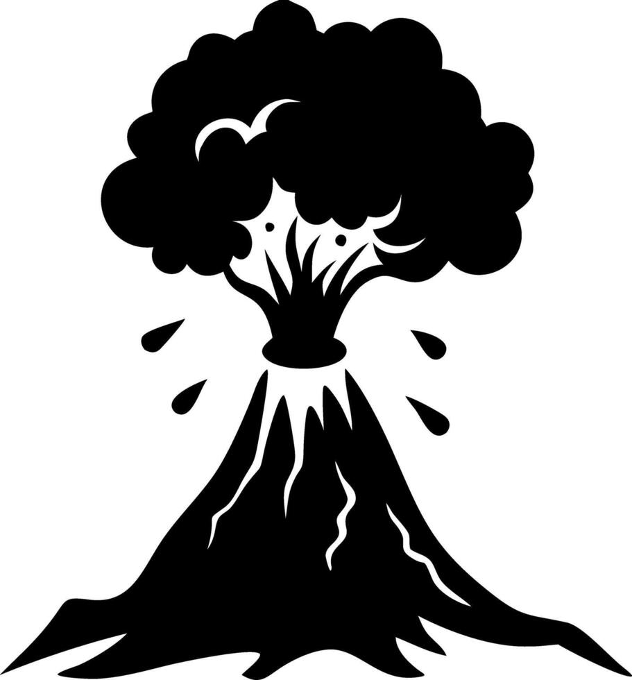 Volcano Eruption Silhouette for Tattoo and Design Projects vector