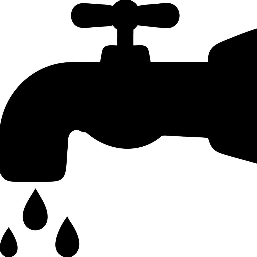 Water Faucet Silhouette with Water Droplets for Conservation and Plumbing Design vector