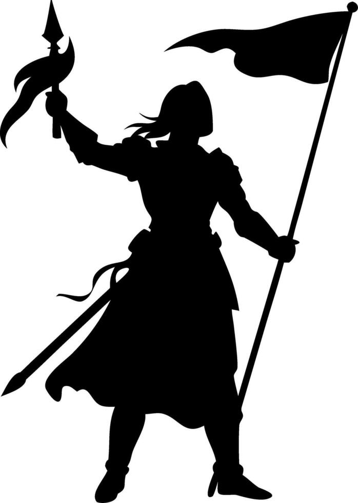 Warrior Silhouette Holding Flag and Spear Illustration for Graphic Design vector