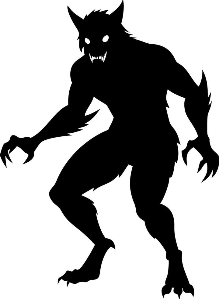 Werewolf Silhouette Illustration for Halloween and Fantasy Design Projects vector