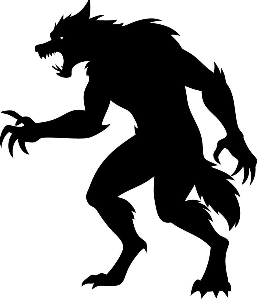 Werewolf Silhouette Illustration for Halloween Designs and Fantasy Art Projects vector