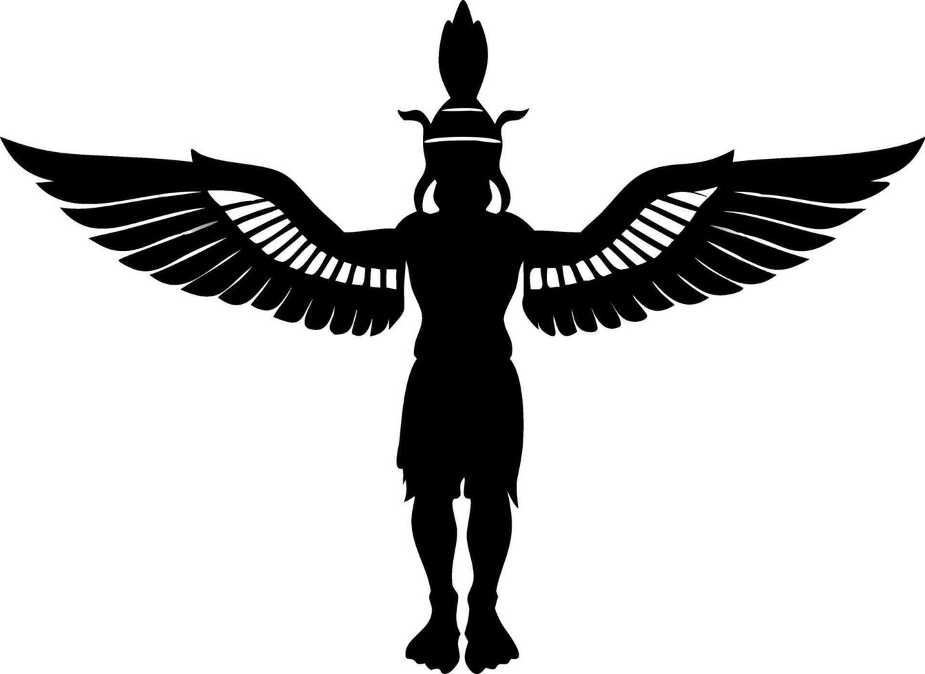 Winged Mythical Creature Silhouette Illustration for Tattoo or Artistic Design vector