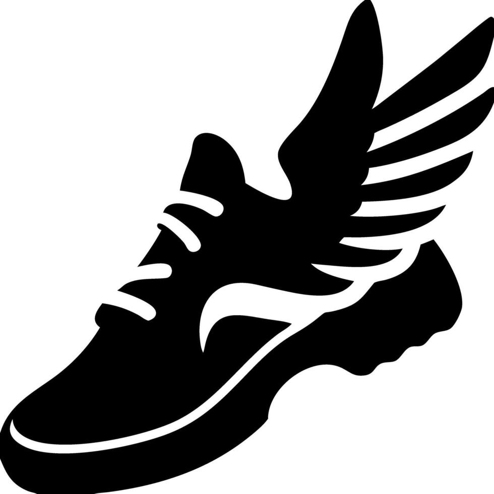 Winged Sneaker Symbolizing Speed and Freedom for Sports Logo or Tattoo Design vector