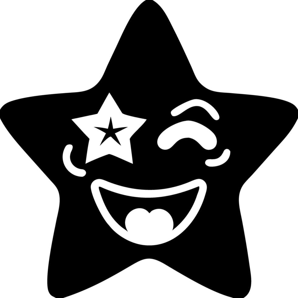 Winking Star Emoji Face Illustration for Fun Kids Designs and Crafts vector