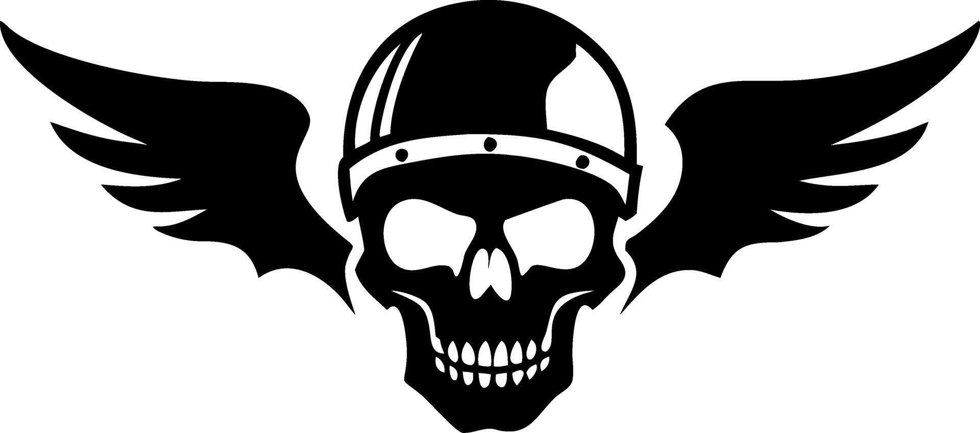 Winged Skull with Motorcycle Helmet for Tattoo and Graphic Design vector