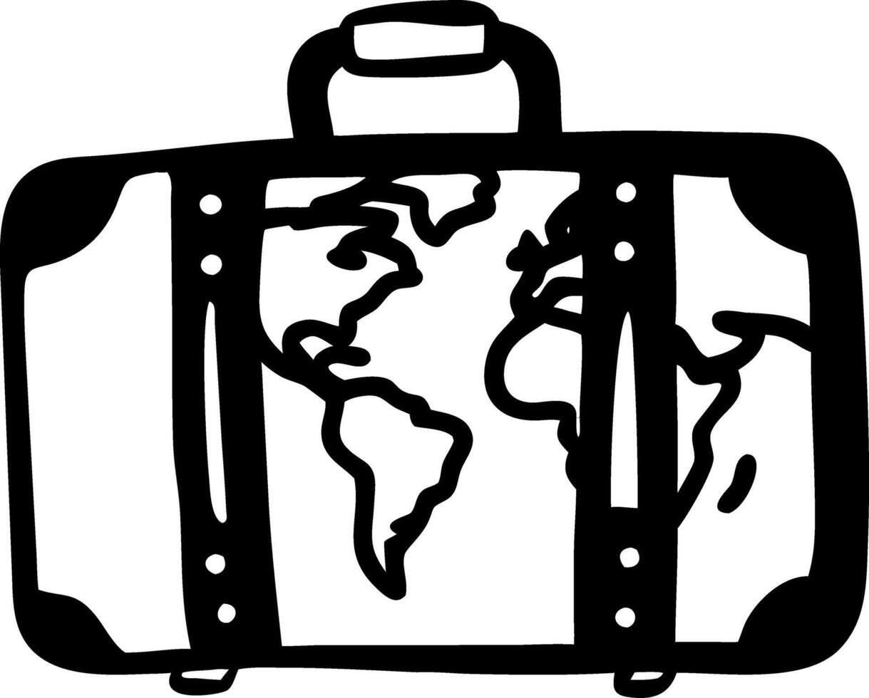 World Map Suitcase Illustration for Travel and Adventure Themed Designs vector