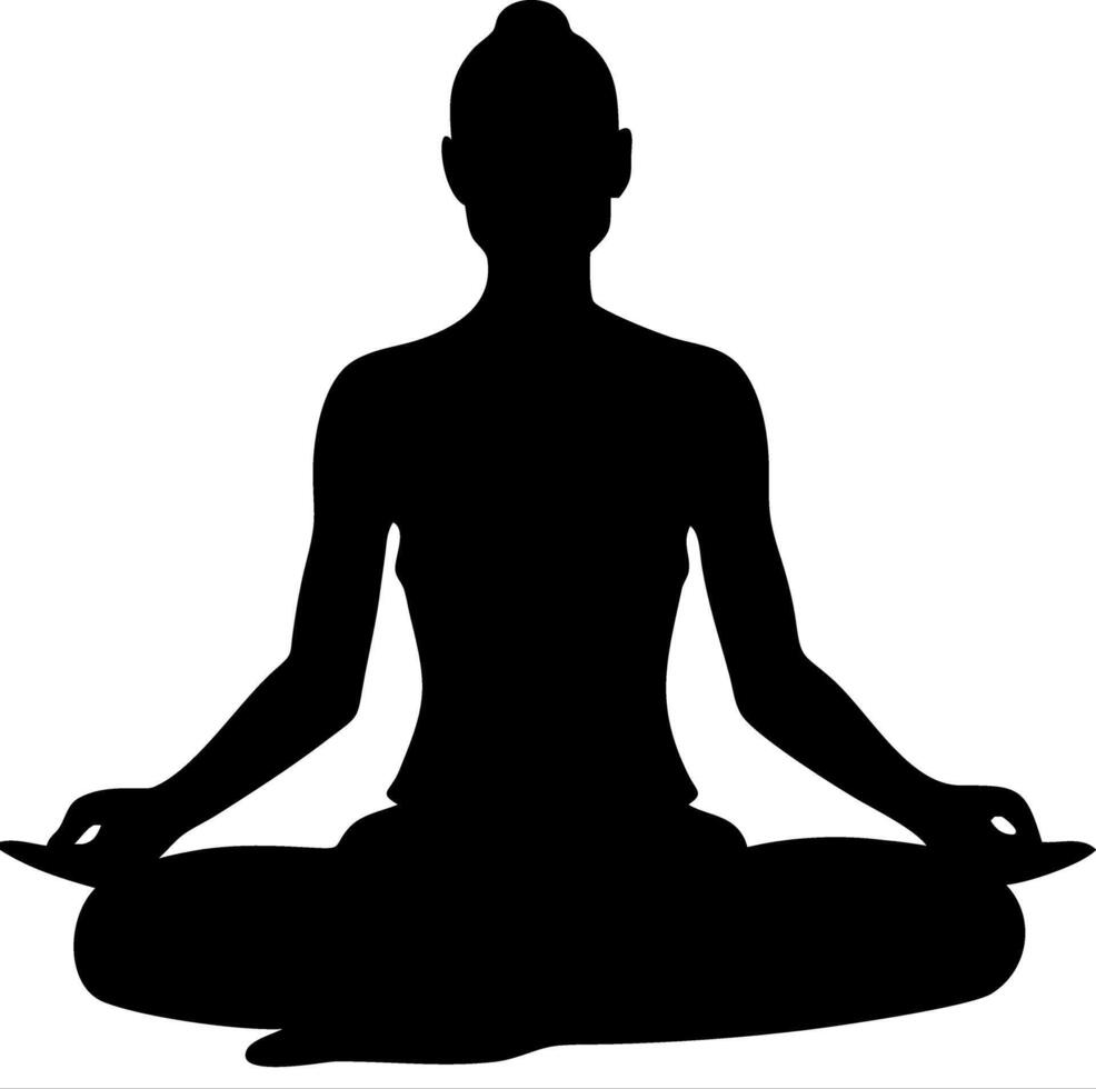 Yoga Meditation Silhouette Woman in Lotus Pose for Relaxation and Mindfulness Practices vector