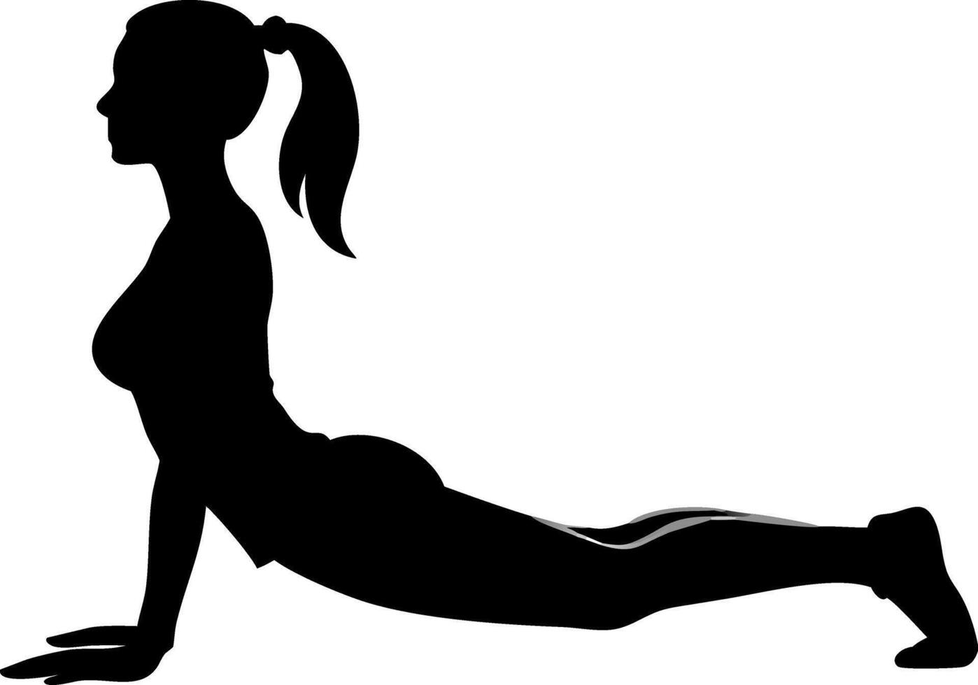 Yoga Pose Silhouette Woman Practicing Cobra Stretch Fitness Design vector
