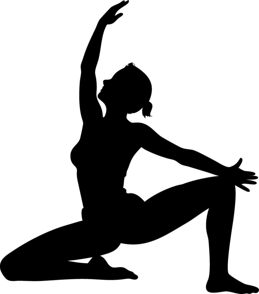 Yoga Pose Silhouette Woman Stretching Meditation Art vector