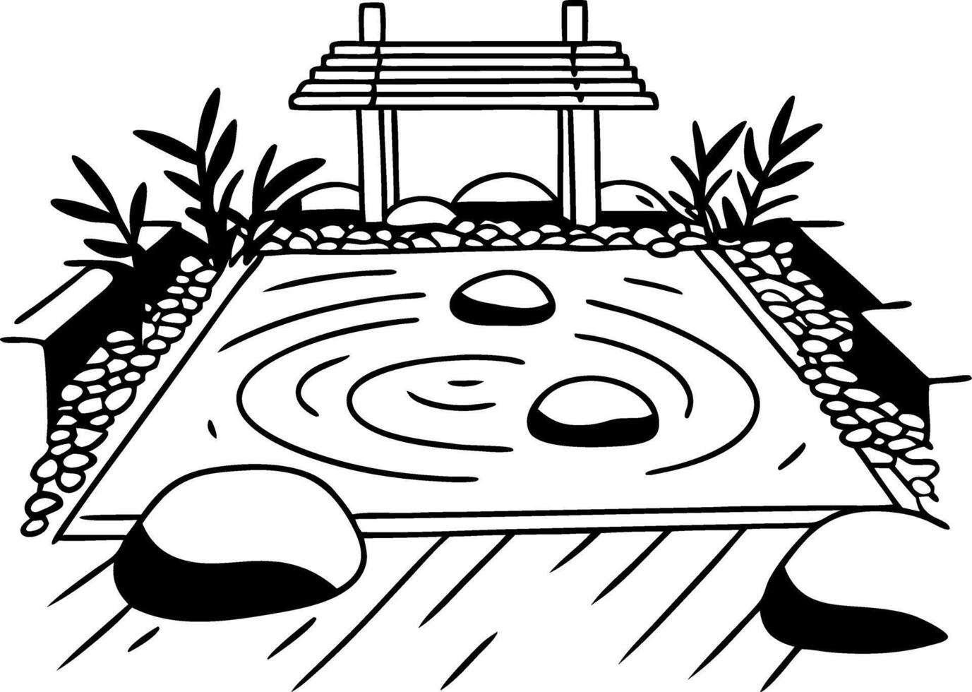 Zen Garden Illustration with Stones and Plants for Relaxation and Mindfulness Art vector