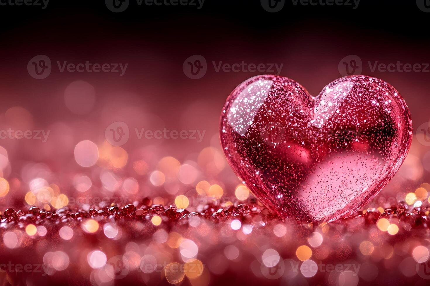 Sparkling Red Heart on Glittery Background for Valentine's Day Design photo