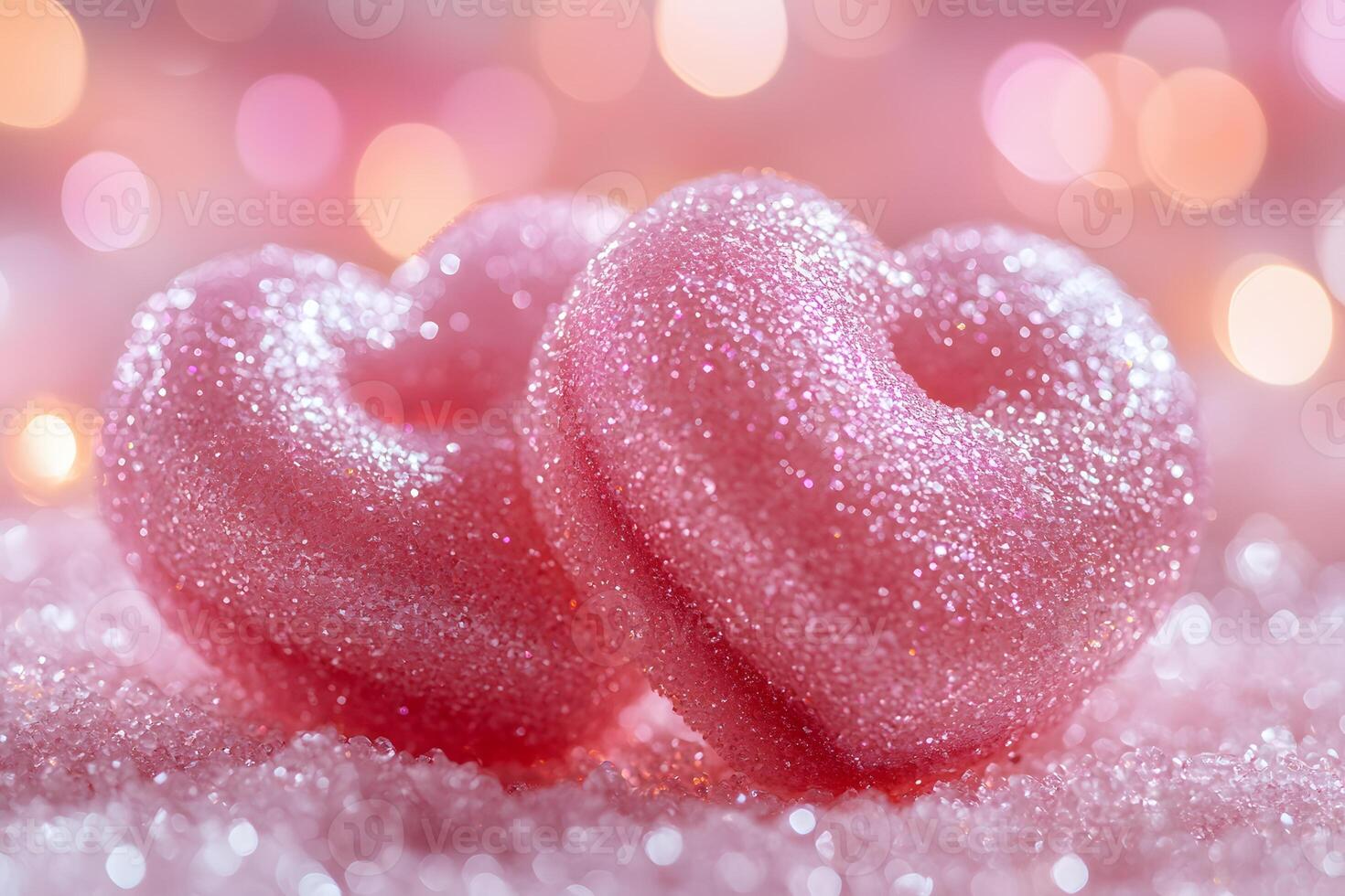 Romantic Valentine's Day Pink Heart Candies with Glittering Texture for Celebratory Designs photo