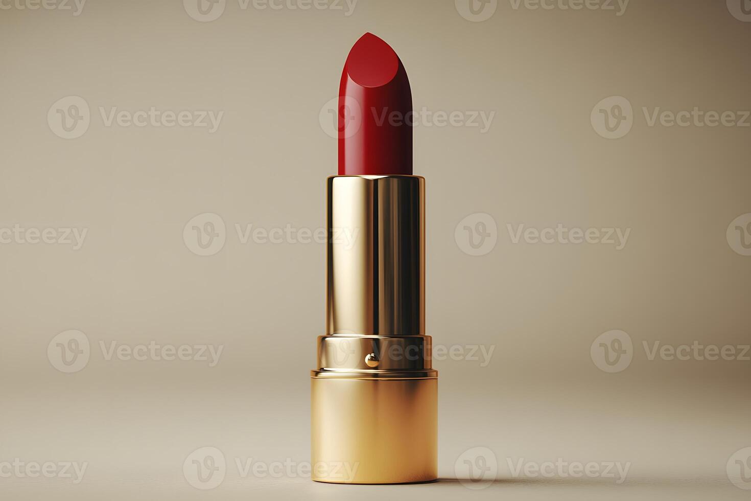Elegant Red Lipstick in Luxury Gold Case for Beauty and Fashion photo