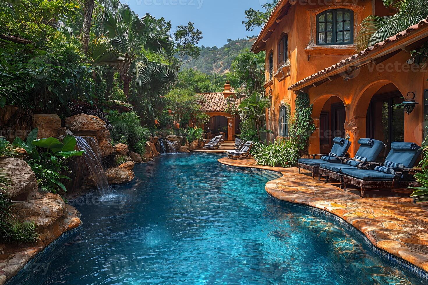 Luxurious Tropical Villa with Pool Oasis and Lush Landscapes photo