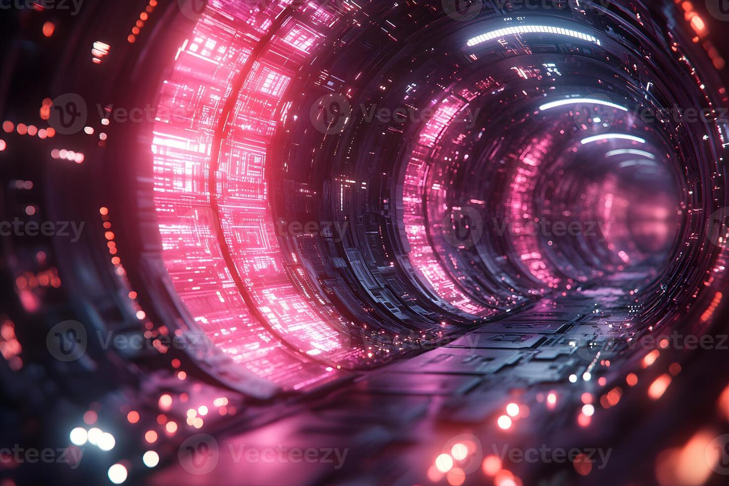 View of red abstract tunnel background. photo