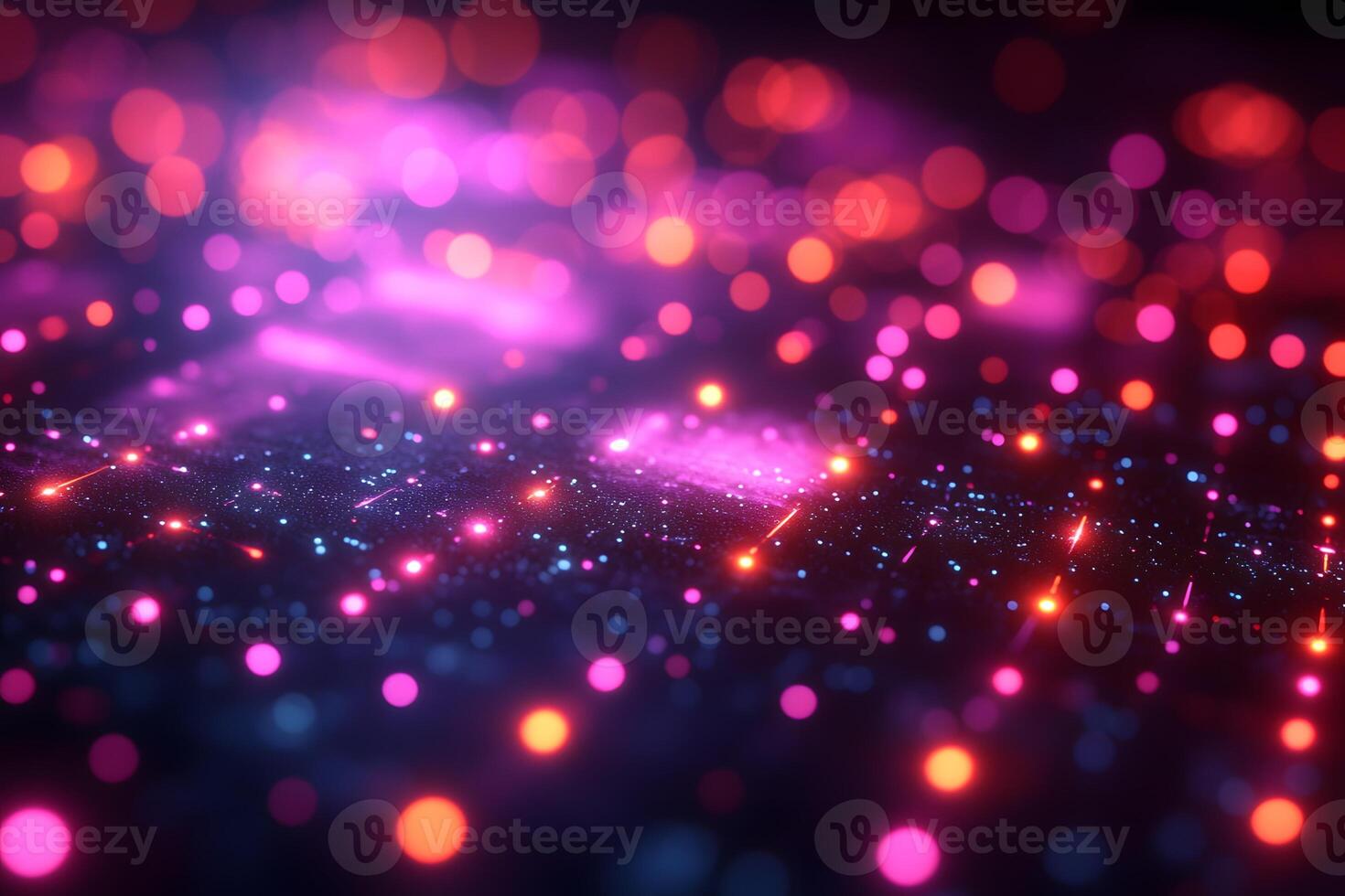 Abstract Futuristic Neon Light Pattern with Bokeh Effect for Digital Design photo