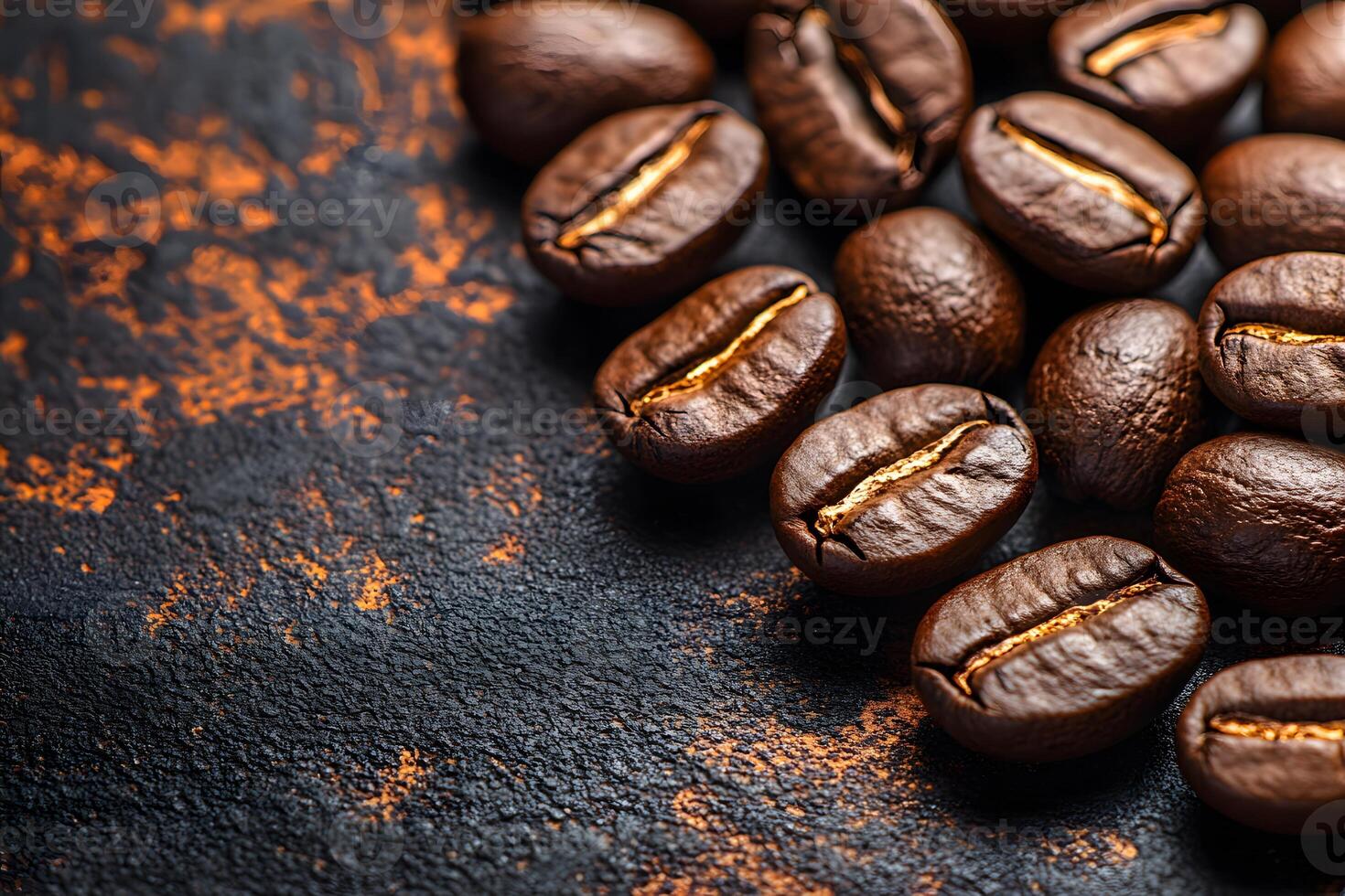 Premium Coffee Beans on Rustic Textured Surface for Cafe Design and Advertisement photo