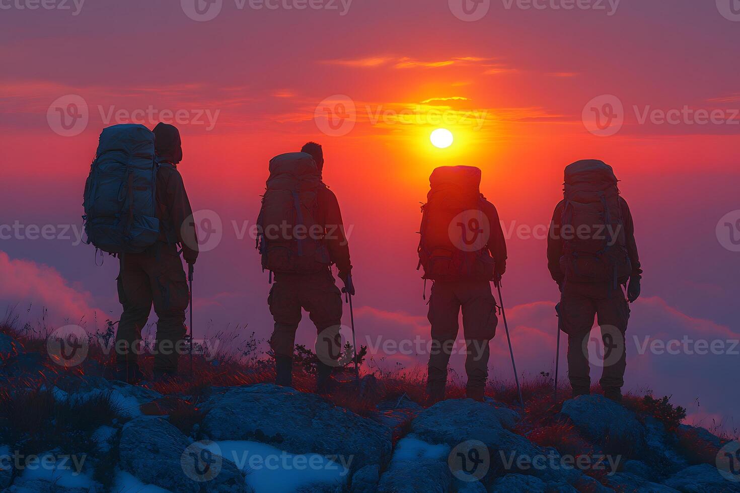 Adventurous Hiking Expedition at Sunrise Outdoor Adventure Photography for Travel Inspiration photo