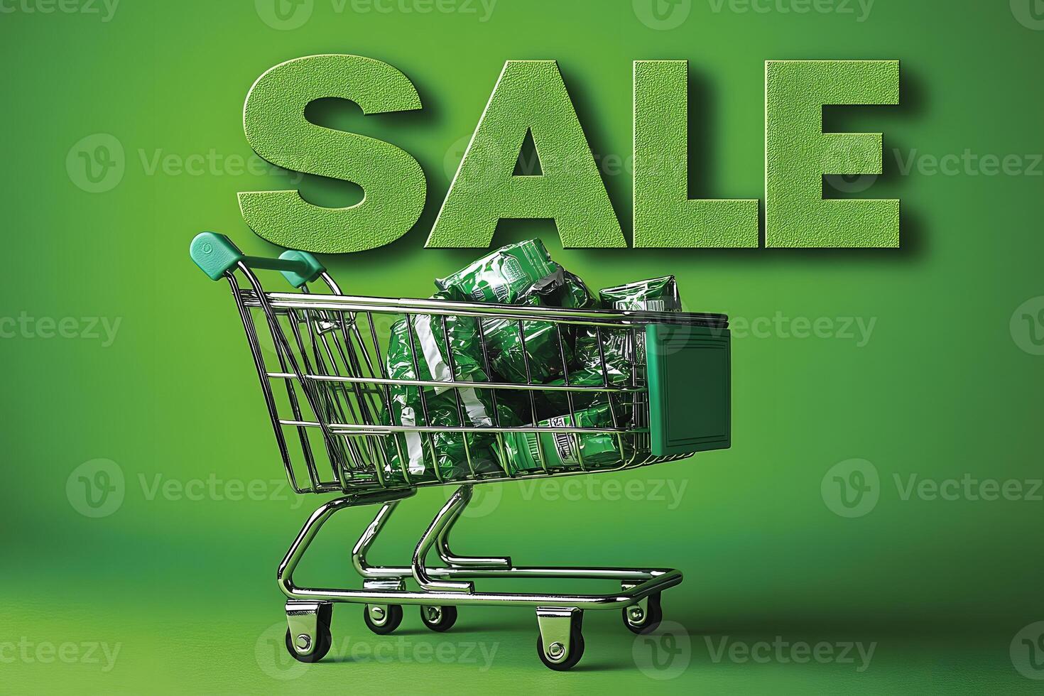 Green Shopping Concept with Sale Highlight for Sustainable Marketing Design photo