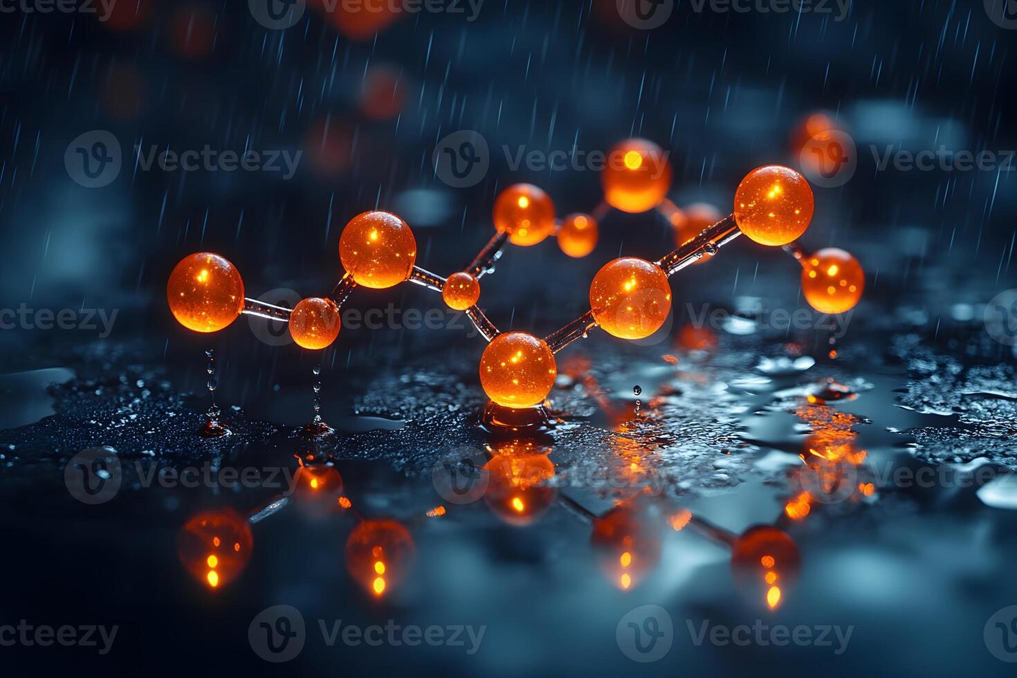 Abstract Molecular Structure in Rain - Scientific Visualization for Educational and Design Use photo