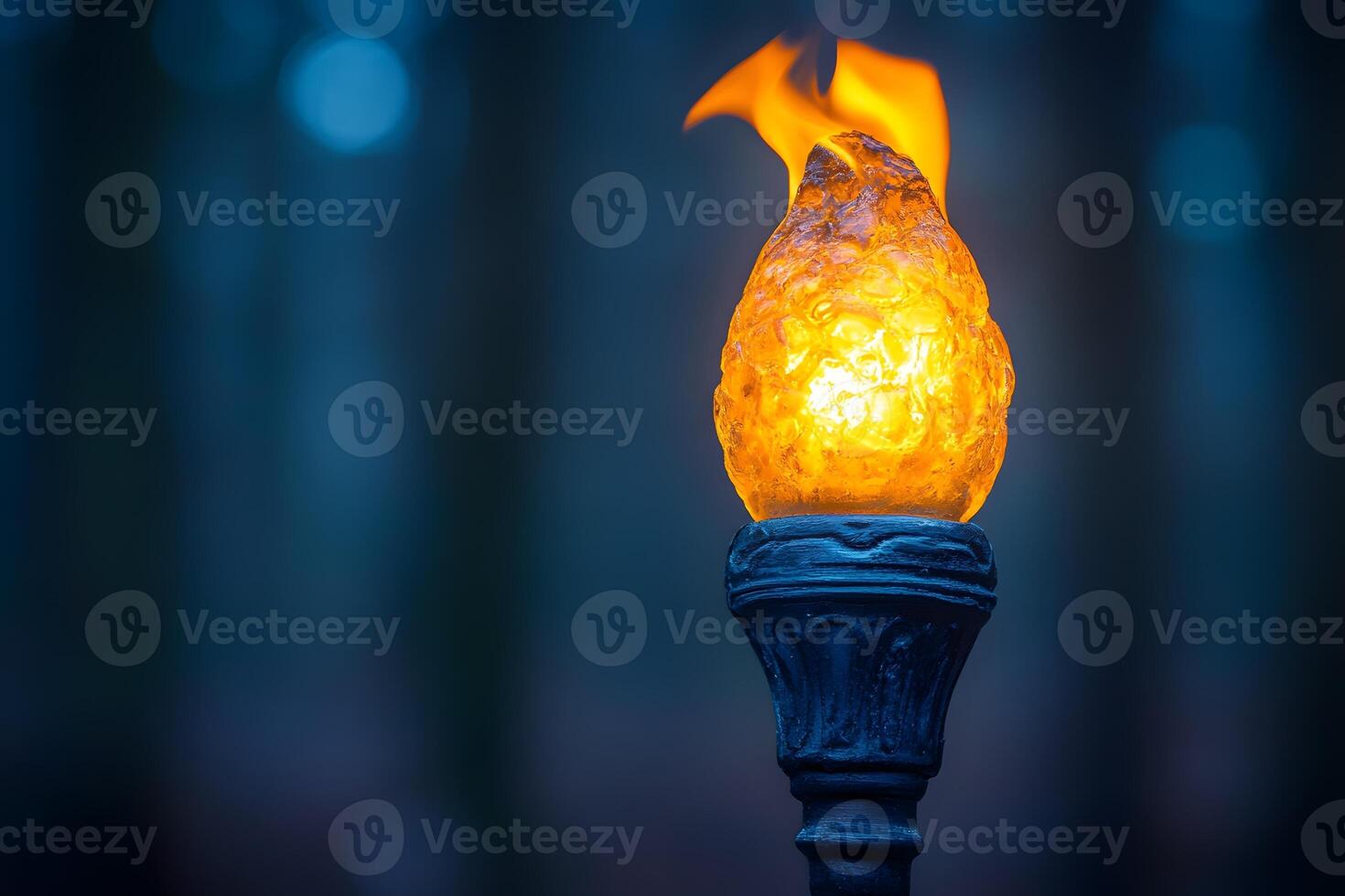 Glowing Torch in Mysterious Forest Setting for Mystical Designs photo