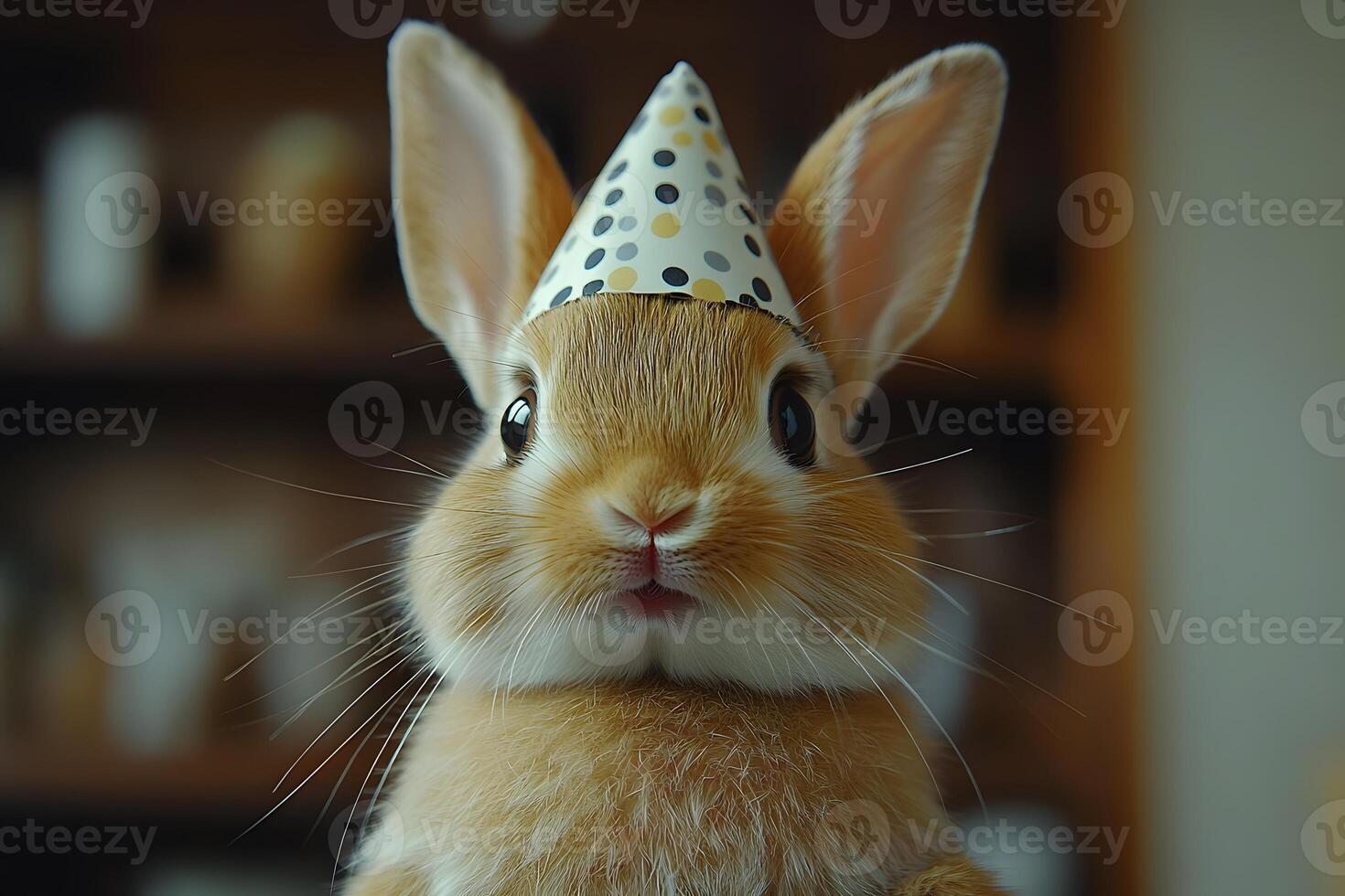 Adorable Bunny with Party Hat - Perfect for Easter and Celebration Themes photo