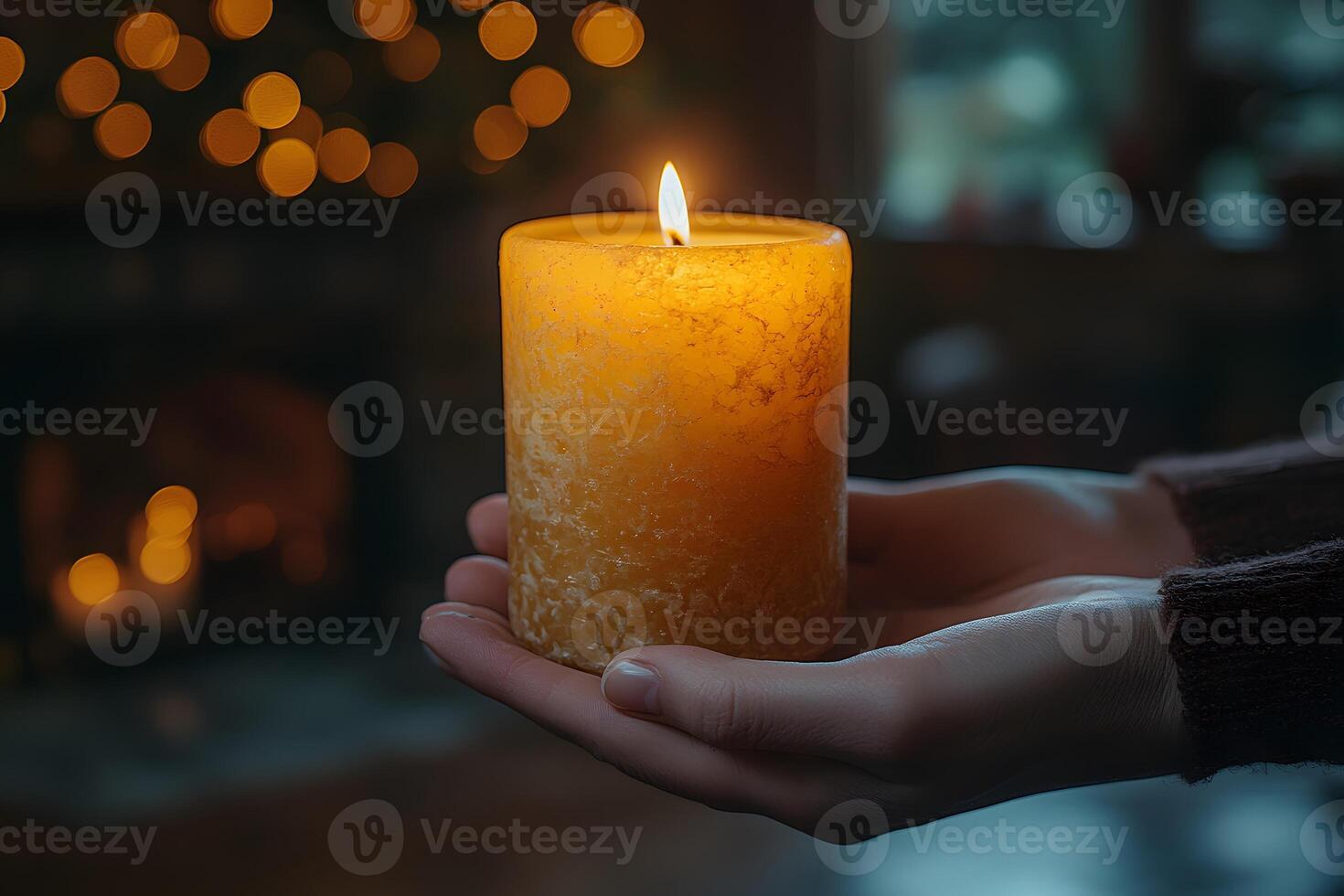 Cozy Candlelight Scene for Relaxation and Serenity in Warm Indoor Setting photo