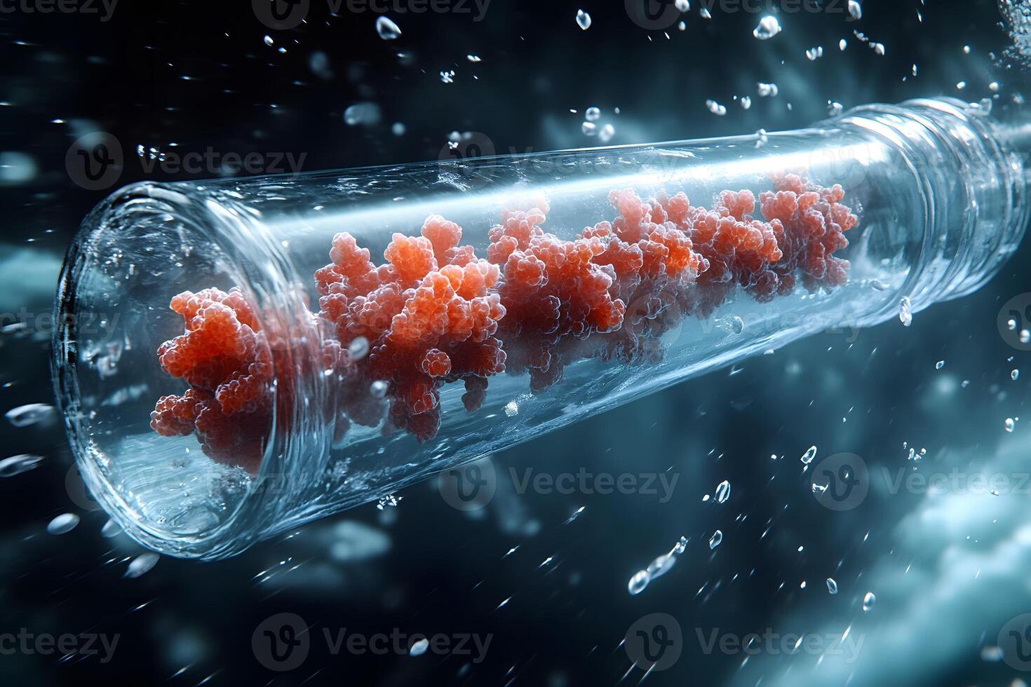 Microbial Culture in Glass Vial Underwater for Scientific Research and Analysis photo