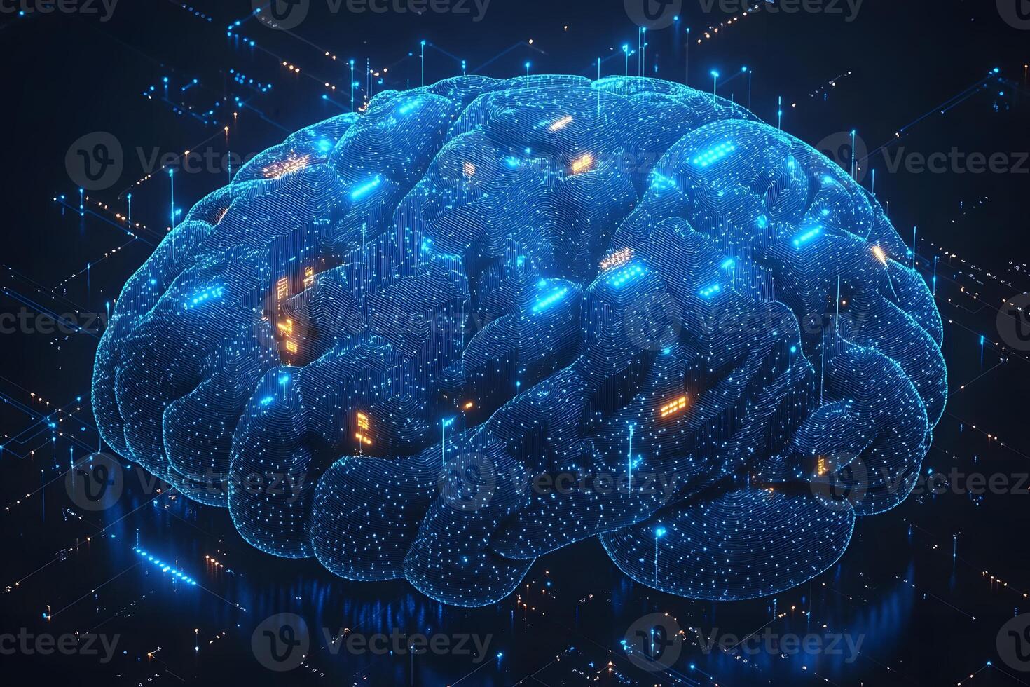 Futuristic Digital Brain with Neural Network Concept for AI Development and Technology Design photo